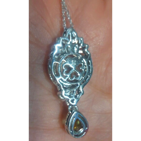 Genuine peridot Rutilated quartz sterling silver pendant STS - Picture 9 of 12